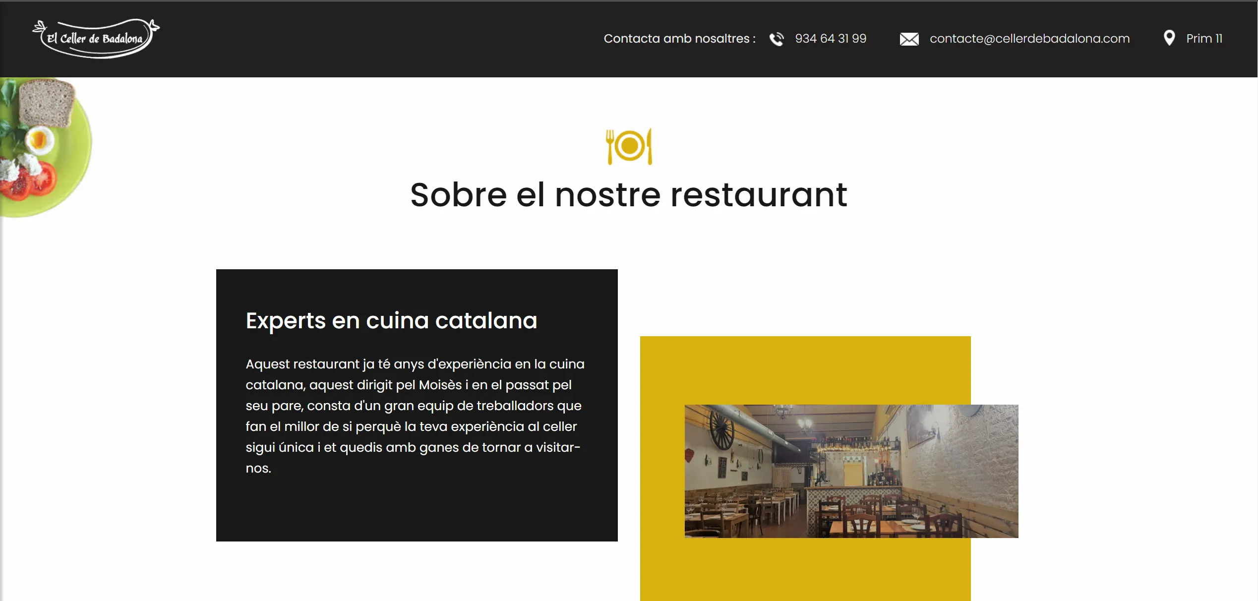Celler de Badalona restaurant website project by Arnau Gris